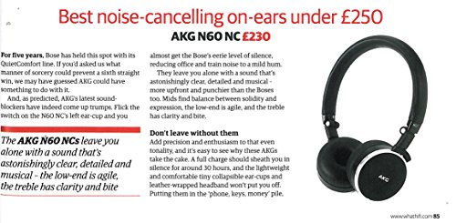 AKG N60NC 3D Faltbarer On Ear Kopfhörer mit Aktiver Geräuschunterdrückung, Flugadapter und Reiseetui  – Schwarz - 16