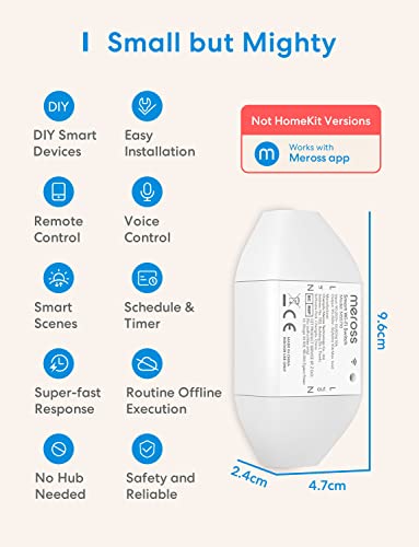 Meross Intelligente WLAN Schalter Universal Smart Switch Fernbedienung mit Sprachsteuerung mit Alexa, Google Assistant und IFTTT, DIY Smart Home für elektrische Haushaltsgeräte, MSS710QUA, 4 Stücke - 4