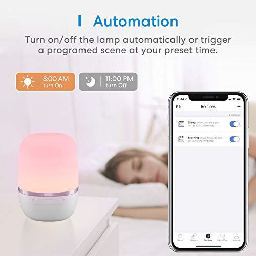 Smarte LED Nachttischlampe Meross Intelligente Dimmbar Atmosphäre Nachtlampe für Schlafzimmer Wohnzimmer, kompatibel mit Alexa, Google Assistant, mit USB-Kabel, kein Hub erforderlich - 2