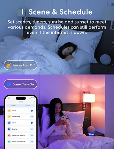 Smart WLAN Glühbirne funktioniert mit Apple HomeKit, Meross Wifi Lampe LED Mehrfarbige Dimmbare Glühbirne kompatibel mit Siri, Alexa, Google Home und SmartThings, E27 Warmweiß - 5