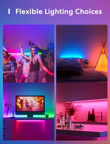 WLAN LED Streifen funktioniert mit Apple HomeKit, meross Smart RGB Strip, 12V IP20 Streifenbeleuchtung, Flexibel DIY Band Arbeiten mit Siri, Alexa und Google, für Weihnachten, Party, 5M x2 - 4