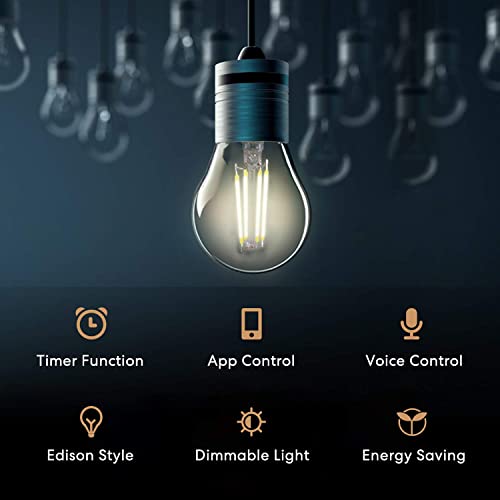 WLAN Edison Vintage Glühbirne funktioniert mit Apple HomeKit, Meross Smart Retro Glühbirne Filament E27 warmweißes Licht kompatibel mit Siri, Alexa, Google Home und SmartThings, 2 Stücke - 4