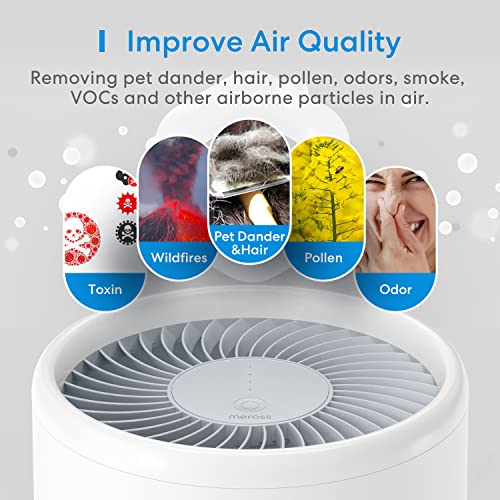 WLAN Luftreiniger für Allergiker mit H13 HEPA Luftfilter Funktioniert mit Apple HomeKit, Meross 24dB Raumluftreiniger gegen 99,97% von Staub Pollen Gerüche, CADR 160m³/Std bis zu 19m² Air Purifier - 8