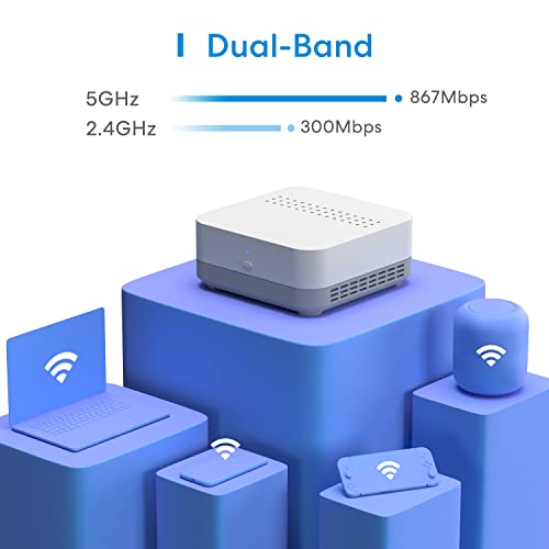 meross WLAN 5 Dualband mesh Router Set, WiFi 5 Router, 4X Gigabit Ports, 867Mbit/s 5GHz + 300Mbit/s 2,4GHz, Mu-MIMO, Automatisch koppeln - 3