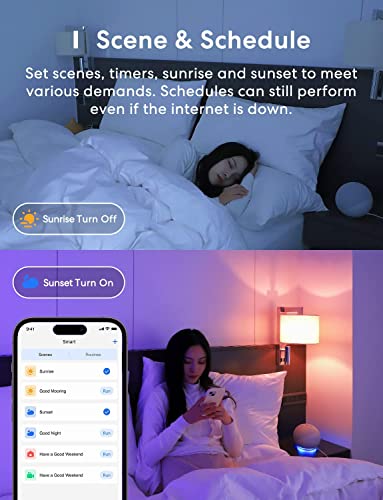 WLAN Glühbirne Meross funktioniert mit Apple HomeKit Wifi Lampe für HomeKit mehrfarbig & dimmbar kompatibel mit Siri, Alexa, Google Home und SmartThings E27 - 4