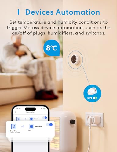 Meross WLAN Hygrometer Thermometer Innen, Smart Temperatur- und Luftfeuchtigkeitsmesser mit Solarenergieversorgung, App-Benachrichtigung, Kompatibel mit Apple HomeKit, Alexa, Google Home, mit 1 Hub - 5
