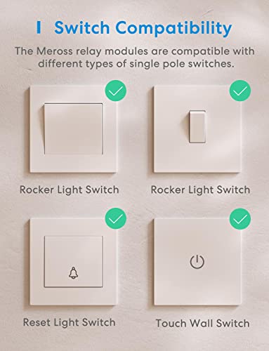 Meross WiFi Relais WLAN Schalter funktioniert Apple HomeKit, Relais Modul, für smart home DIY Auf-/Unterputz, arbeiten mit Alexa und Google, 2,4-GHz, 2 pcs - 4
