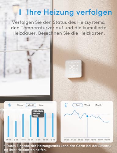 Meross Smart Thermostat Boiler WLAN Heizungsthermostat Raumthermostat WiFi Thermostat Heizen & Kühlen Intelligente Wandthermostat für Siri & Google Sprachfehl, Fernsteuerung - 3