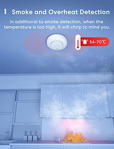 Meross WLAN Rauchmelder/Feuermelder mit Hub funktioniert mit Apple HomeKit Schlafzimmertauglich Brandmelder mit Stummschaltung und Selbsttest Funktion Geprüft nach DIN EN 14604 - 6